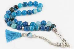 Blue Banded Agate Prayer Beads